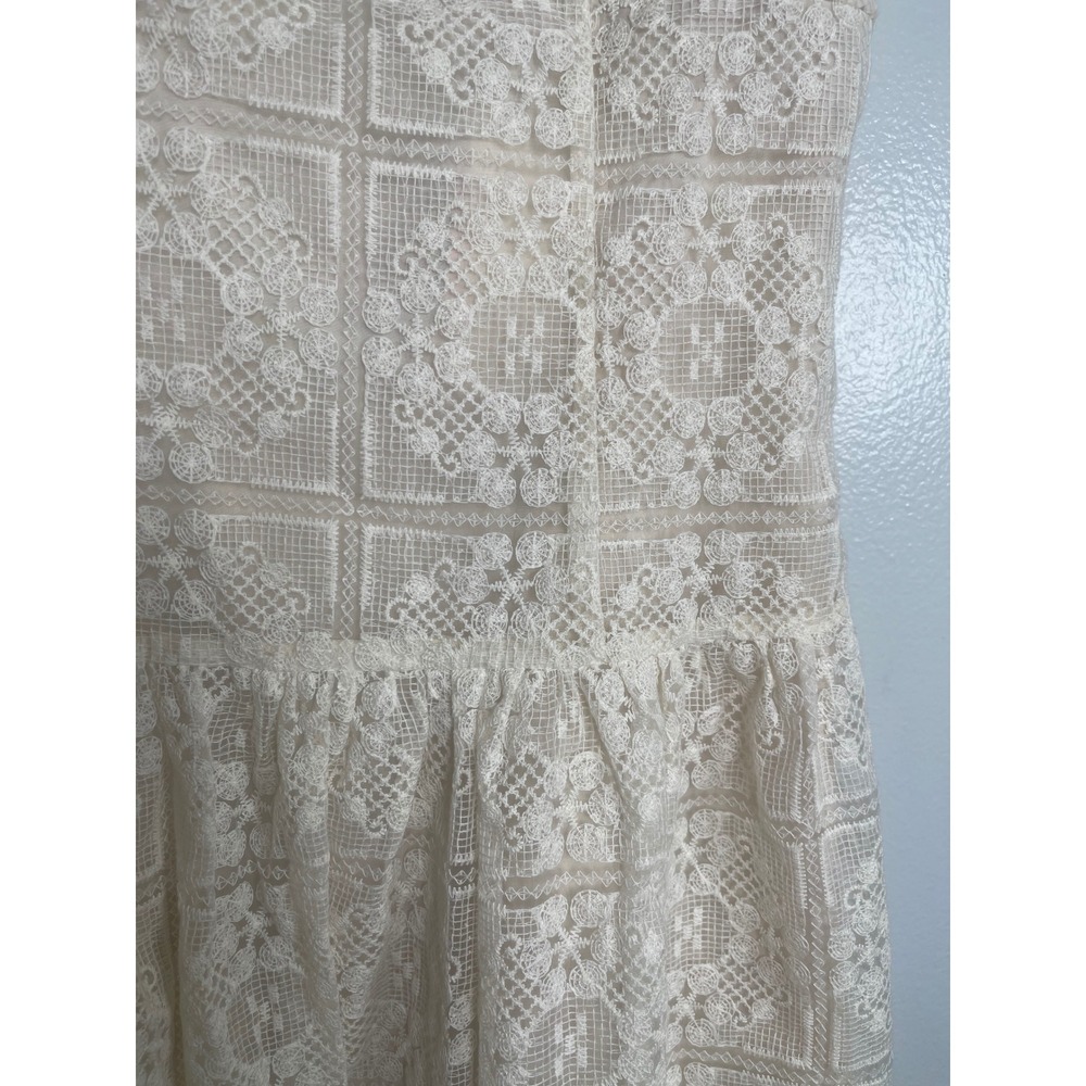 AVEC LES FILLES Cream Geometric Lace Midi Dress Size 10 NEW Feminine Casual - Picture 5 of 10